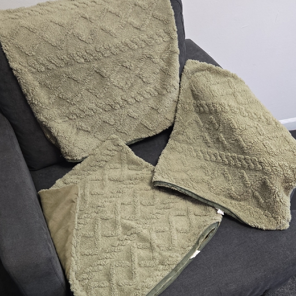 Cozy Olive Green Pillow Cover Set